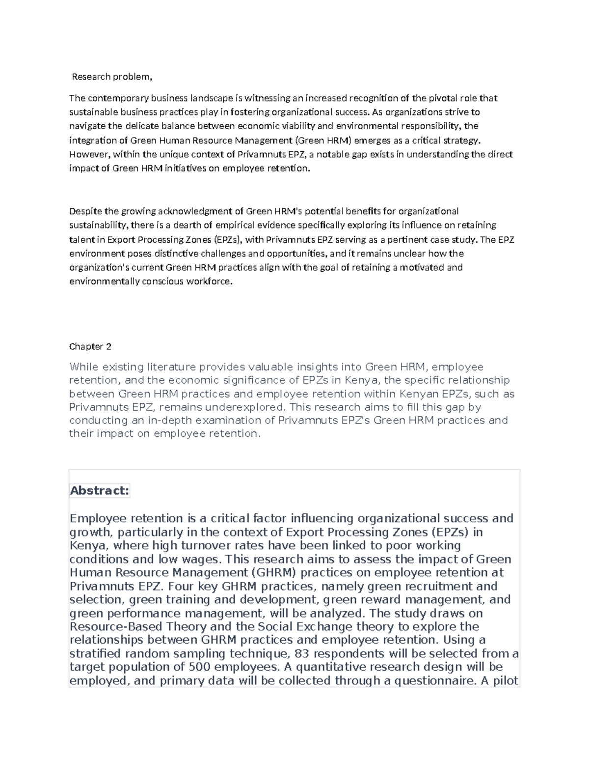 Research Problem - notes on gaps in HRM - Research problem, The ...