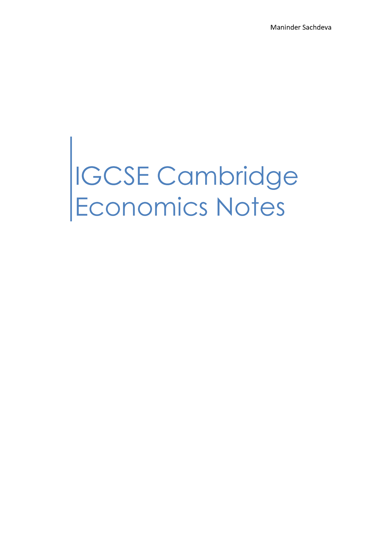 IB Notes - IGCSE Cambridge Economics Notes Syllabus Statements 4 Basic ...