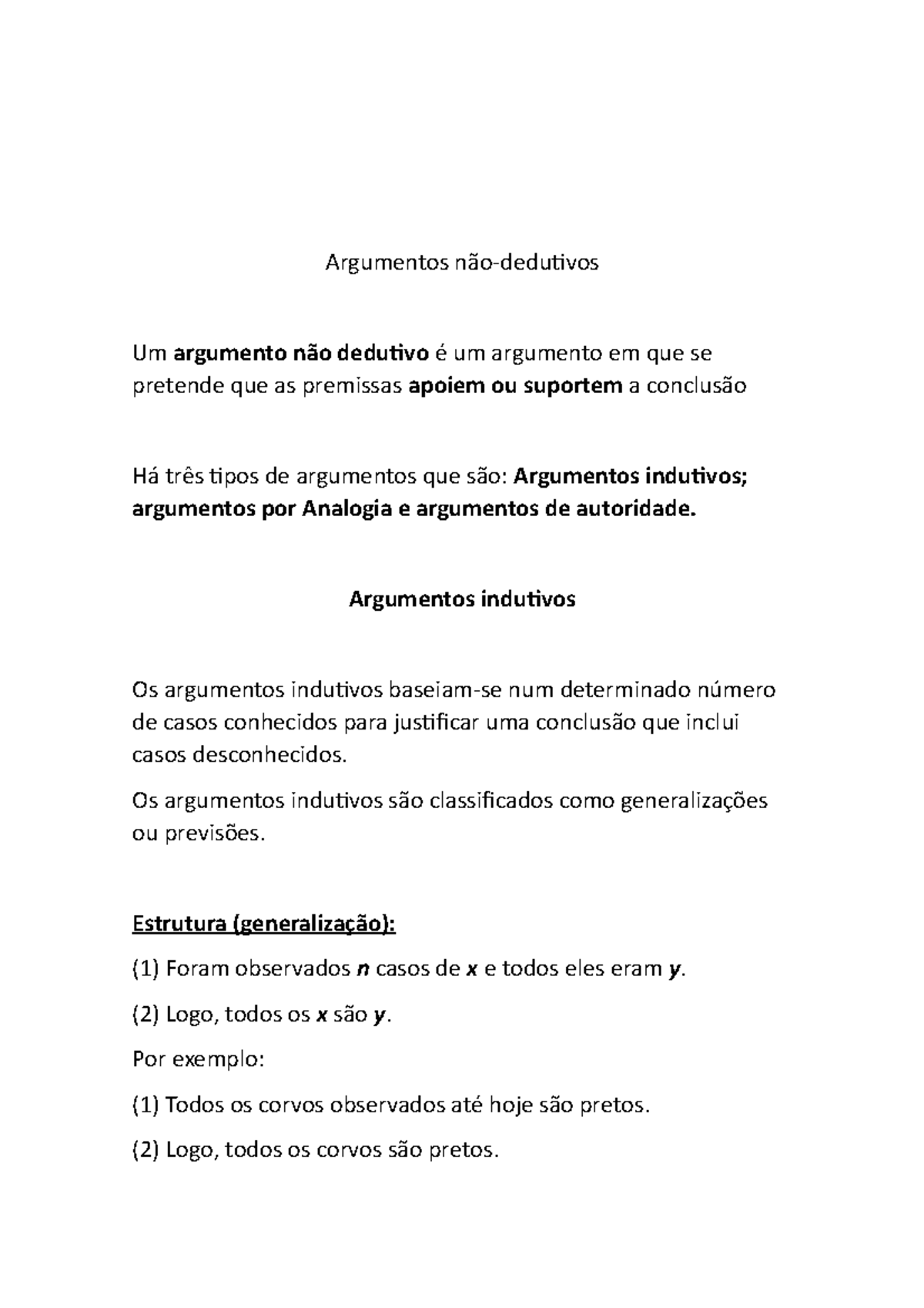 Argumentos Indutivos Ffffff Argumentos Não Dedutivos Um Argumento Não Dedutivo é Um 6564