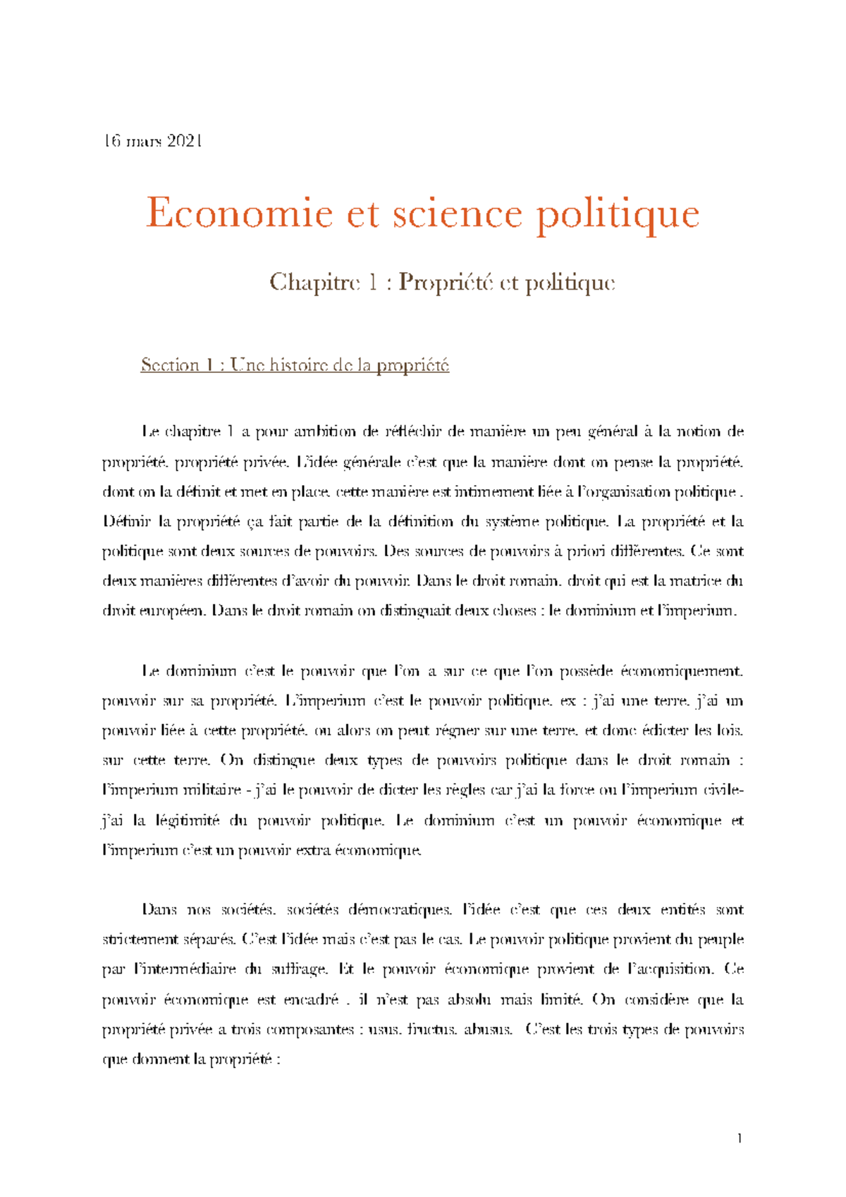 éco science politique cours 16 mars 2021 Economie et science