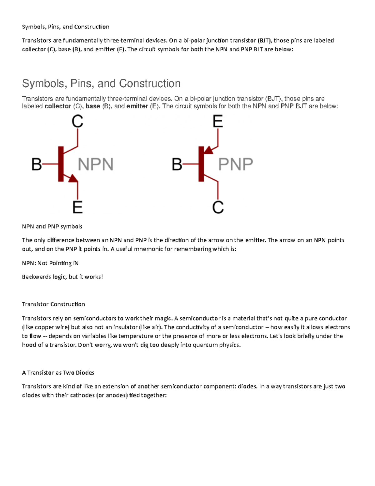 Transistors & circuit Applications for Electronics - ELE504 - Toronto ...