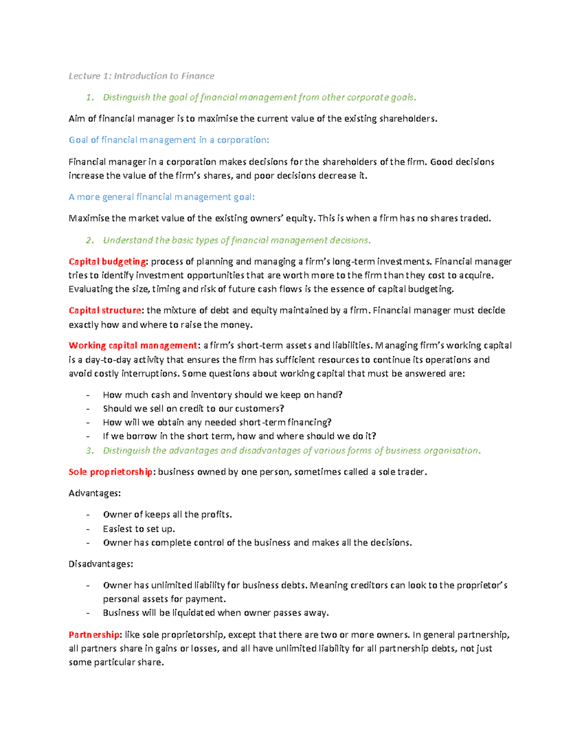 assessed quiz for 1st half of the semester study cheat sheet Lecture