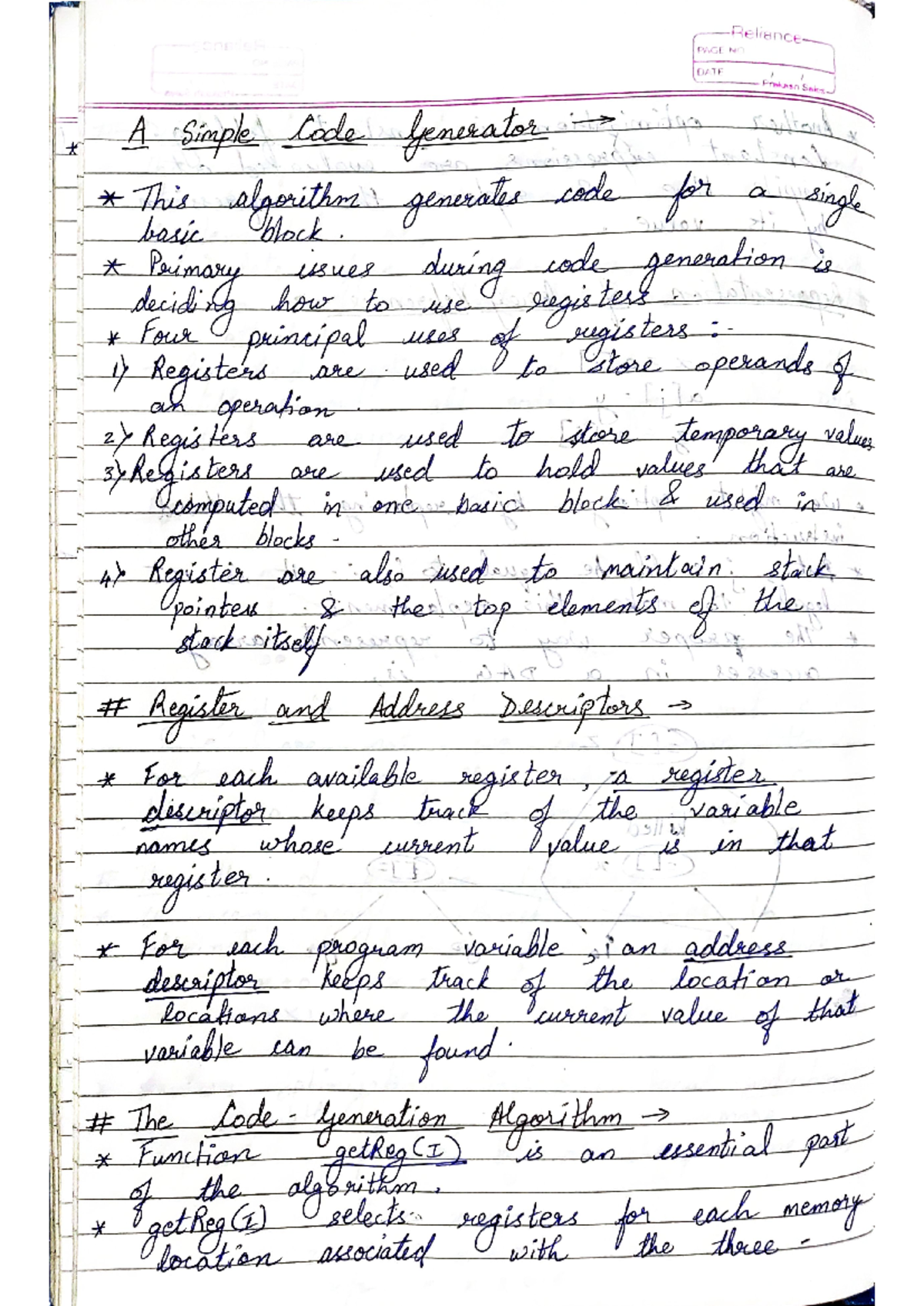 Simple Code Generator Peephole Optimization - Reliance PAGE N DATE ...