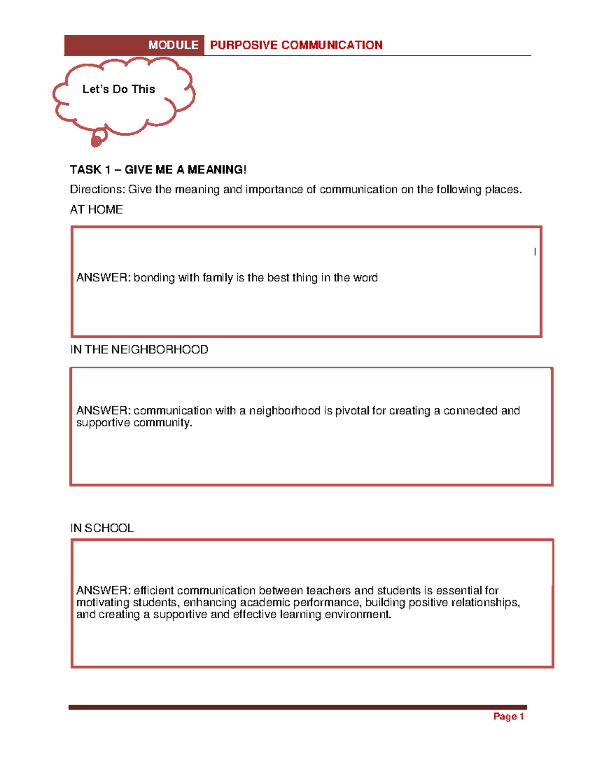 Activitiy 1 - thank me soon - MODULE PURPOSIVE COMMUNICATION Page 1 ...
