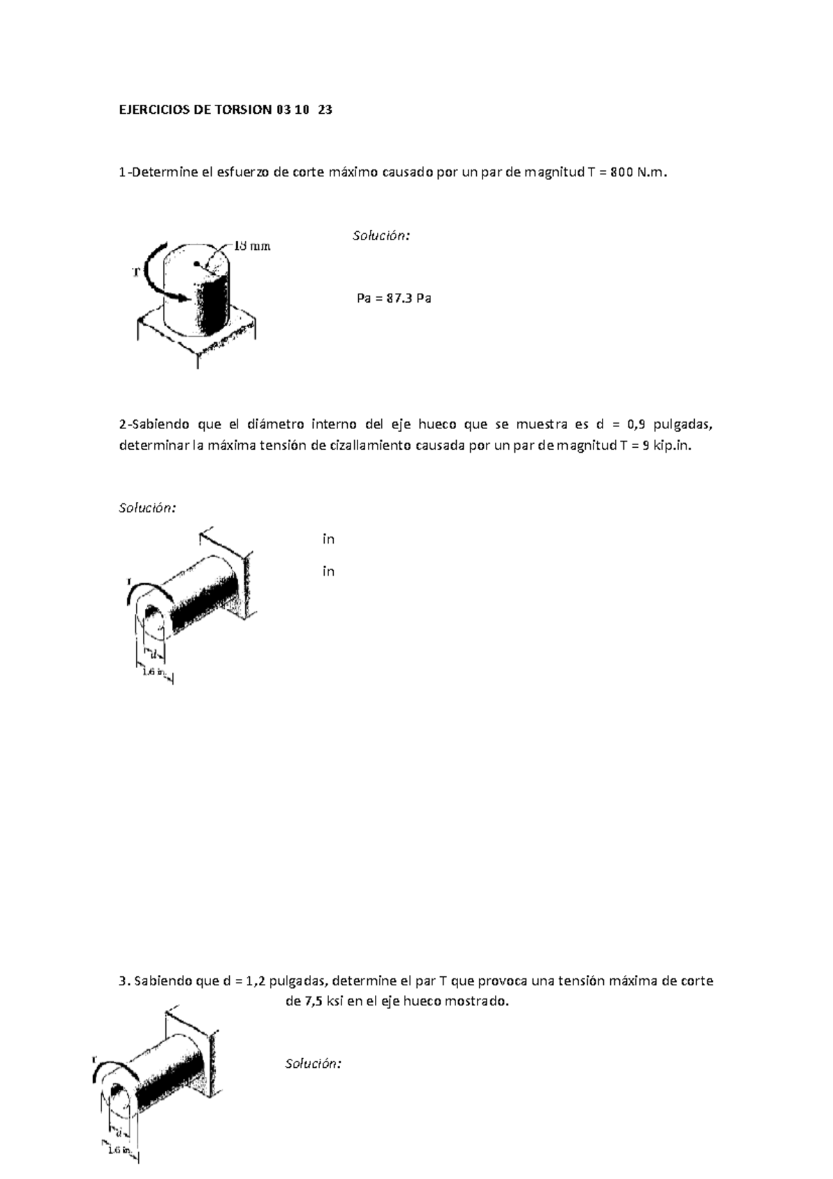 Ejercicios DE Torsion 03 10 23 - EJERCICIOS DE TORSION 03 10 23 1 ...