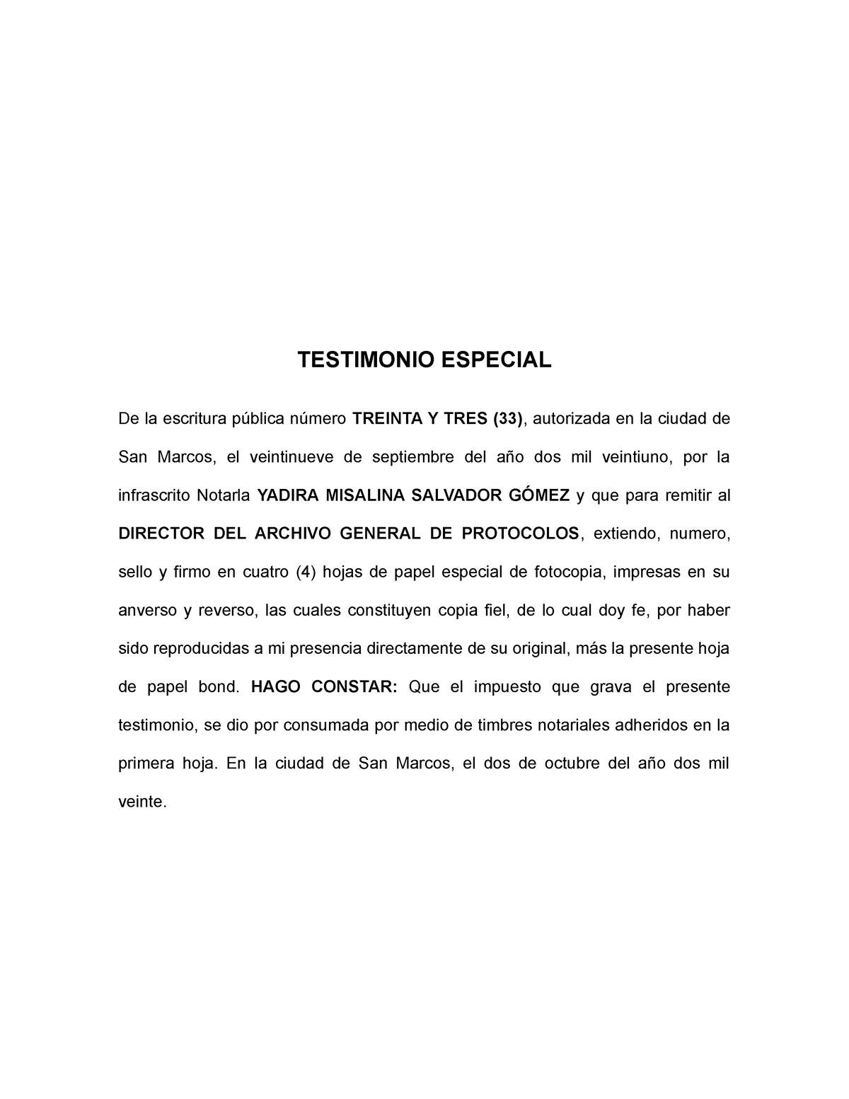 Testimonios Especiales Ejemplos Y Ensayos De Los Mismos Testimonio