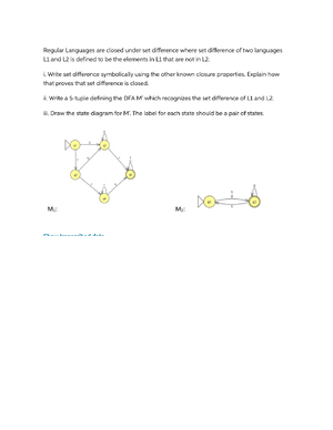 Regular languages - Assigment 2 2115 theory of computer science ...
