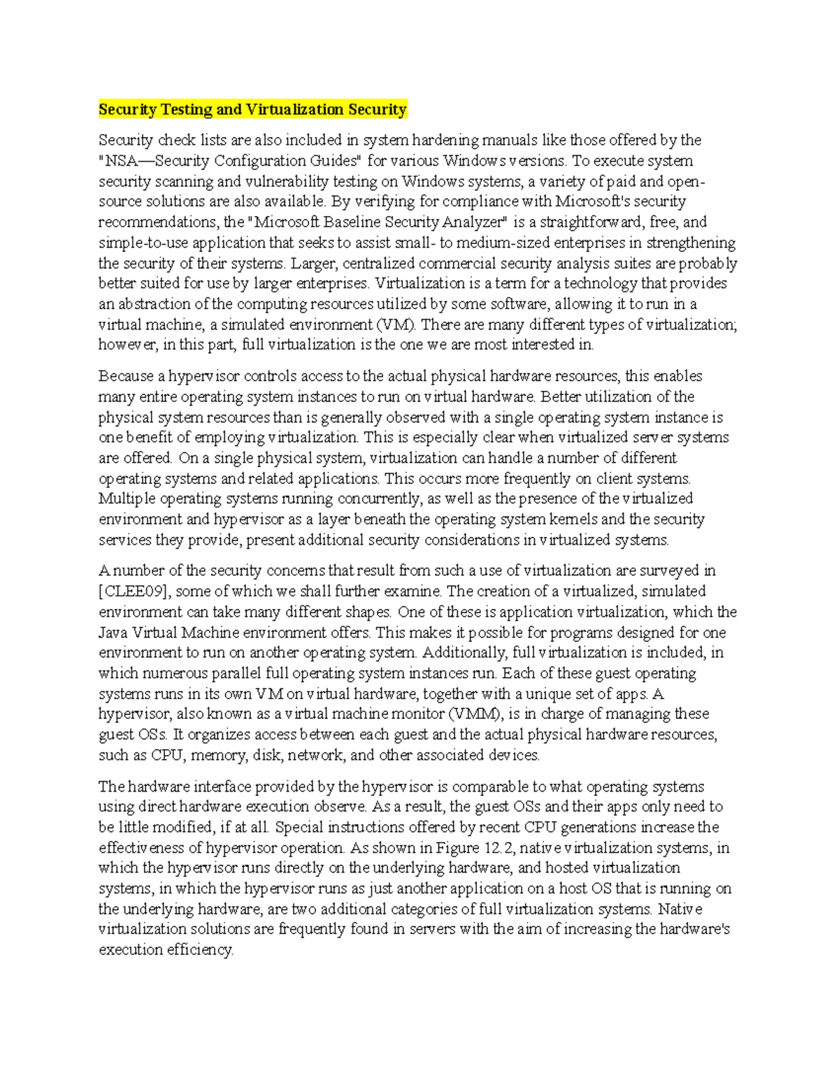 Security Testing and Virtualization Security - To execute system ...