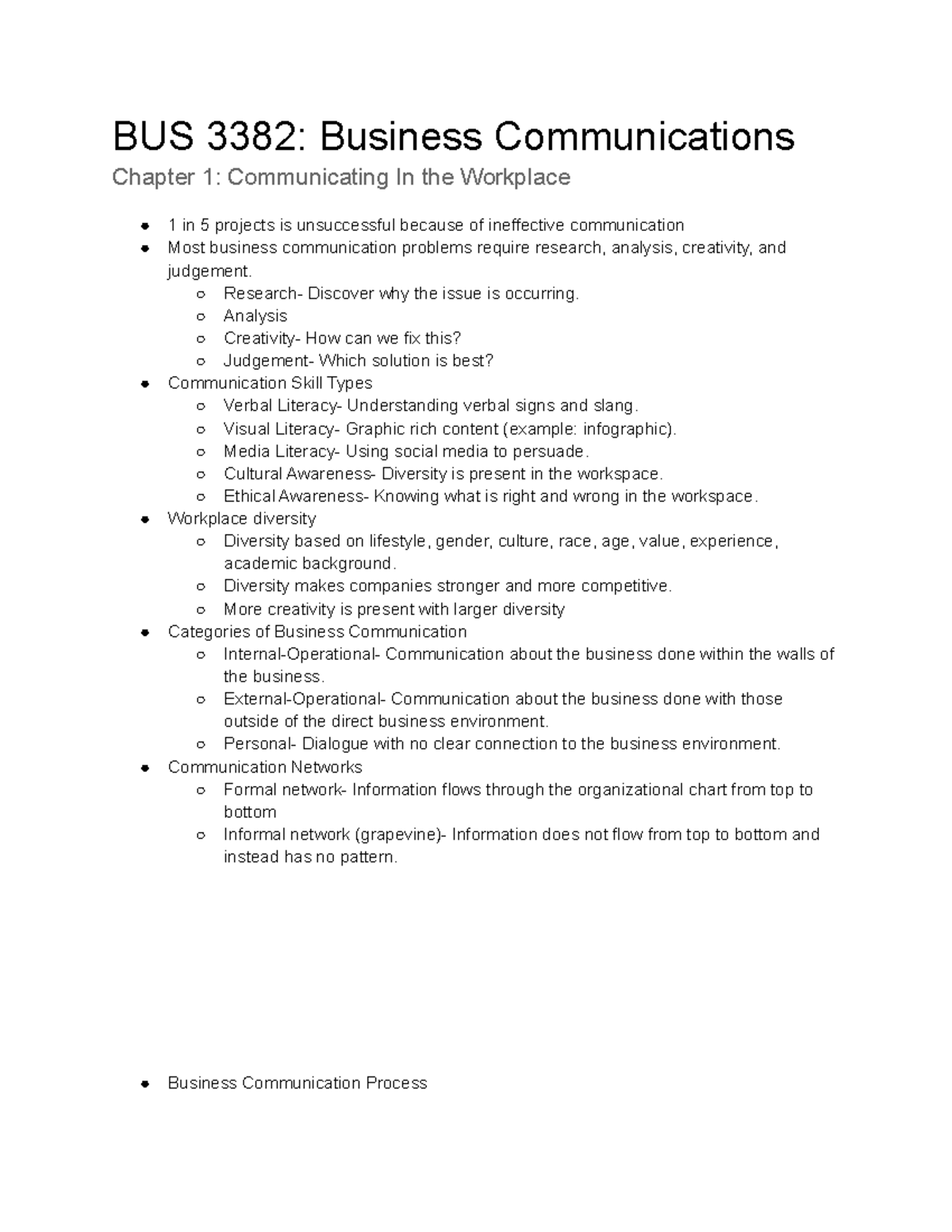 BUS 3382 Chapter 1 - Lecture Notes 2 - BUS 3382: Business ...