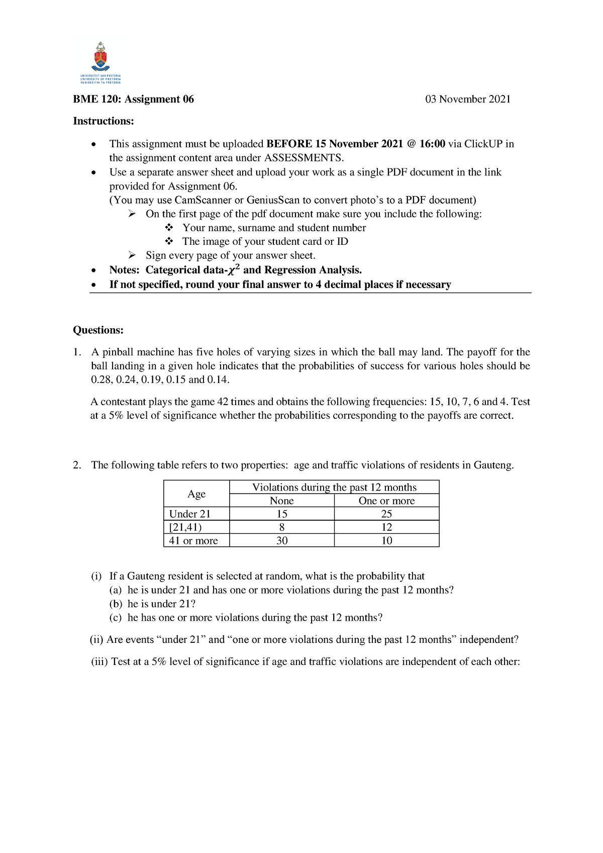 Assigment 6 bme120 - Tut assignment 6 - BME 120: Assignment 0 6 03 ...