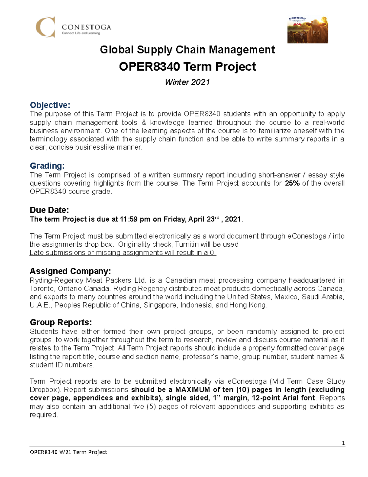 1. OPER8340 Term Project W2021 Global Supply Chain Management