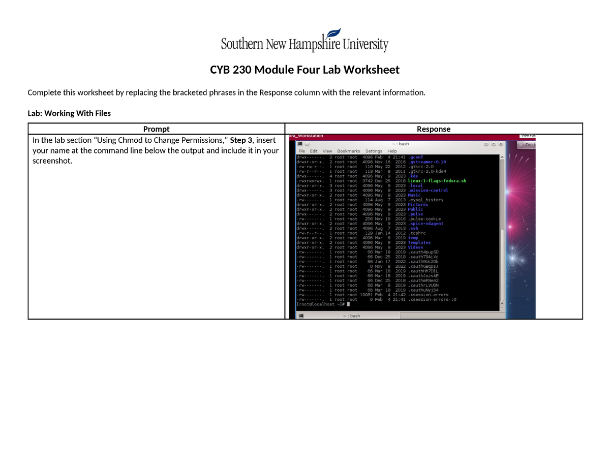 Cyb 230 M4 Lab Patricia Delgado Cyb 230 Module Four Lab Worksheet Complete This Worksheet By 8555
