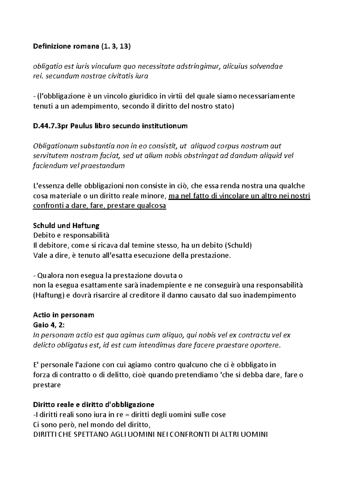 Obbligazioni e contratti- slide - Definizione romana (1. 3, 13 ...