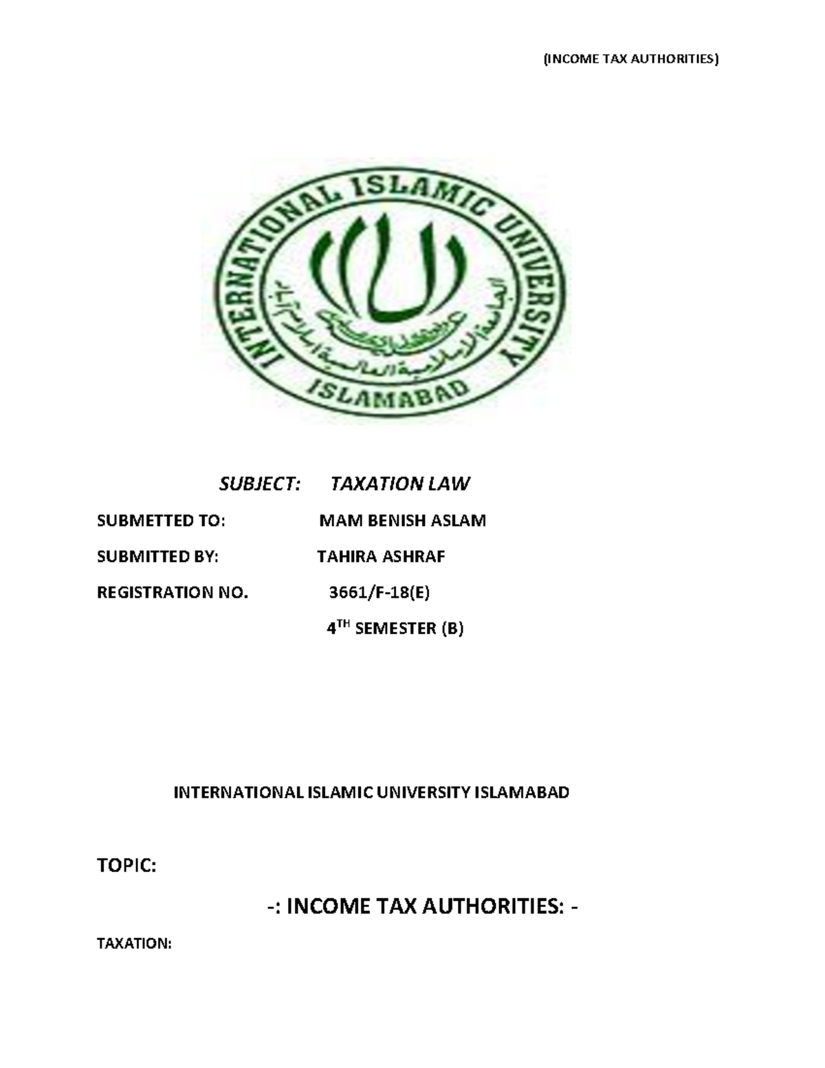 taxation-summary-subject-taxation-law-submetted-to-mam-benish