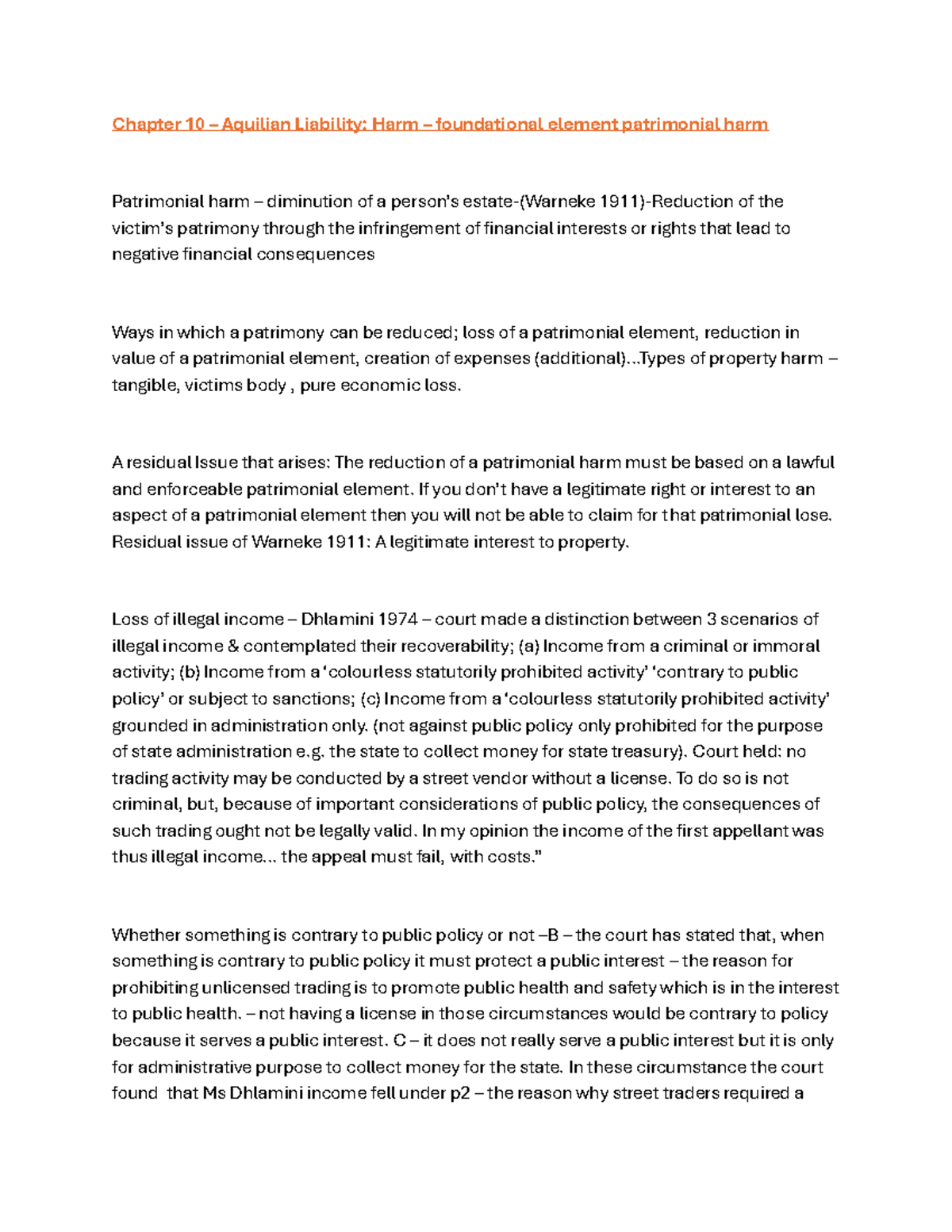 DOC-20241012-WA0001 - Chapter 10 – Aquilian Liability: Harm ...