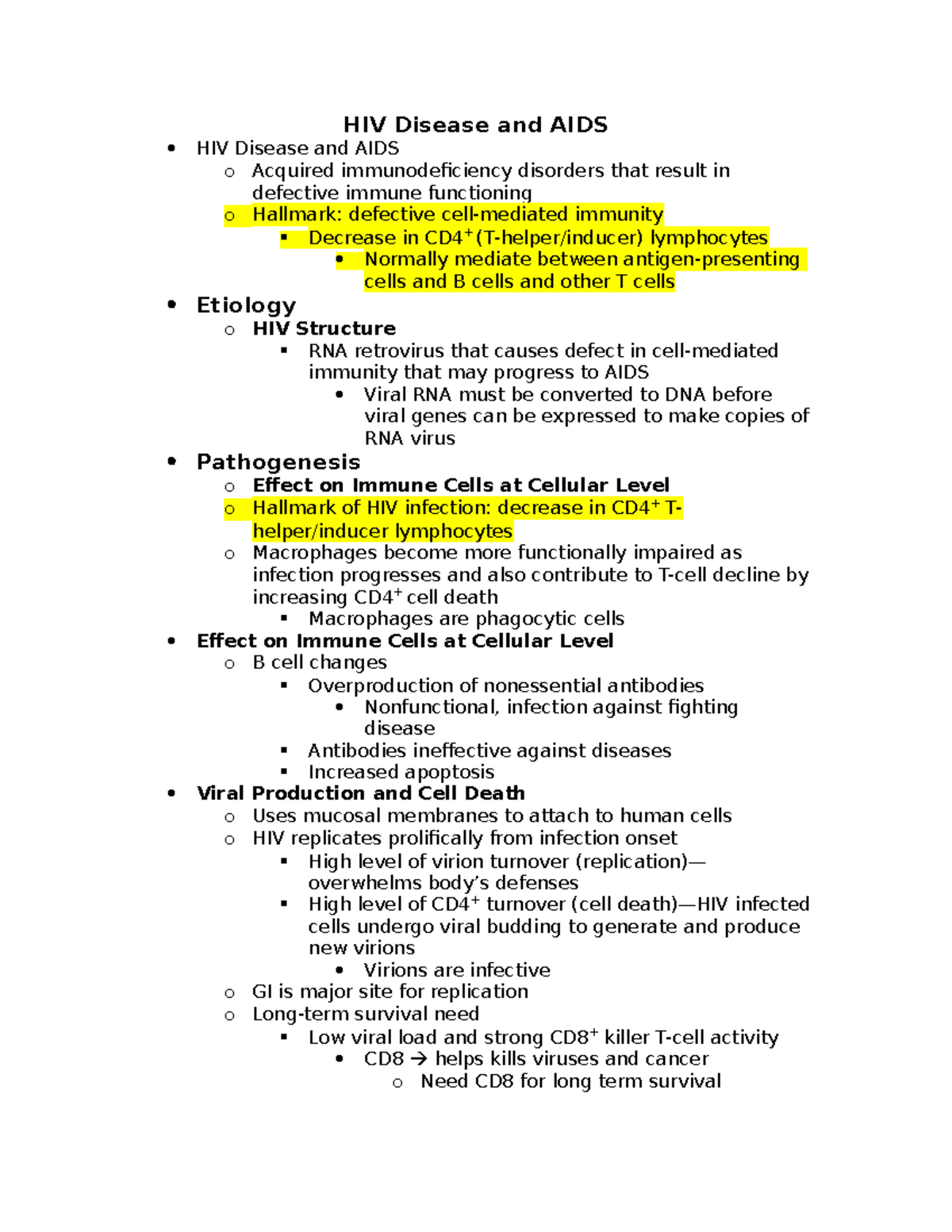 HIV - HIV - HIV Disease and AIDS HIV Disease and AIDS o Acquired ...