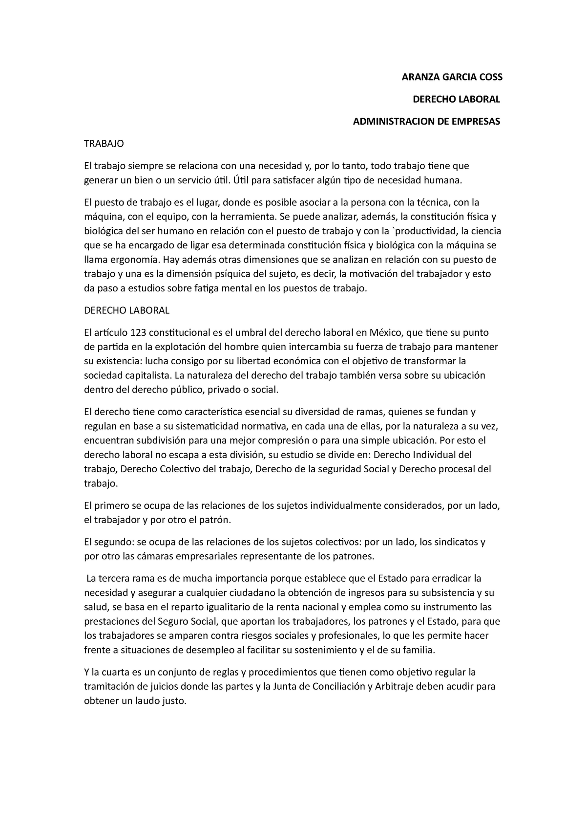 Derecho laboral Admin AGC - ARANZA GARCIA COSS DERECHO LABORAL ...