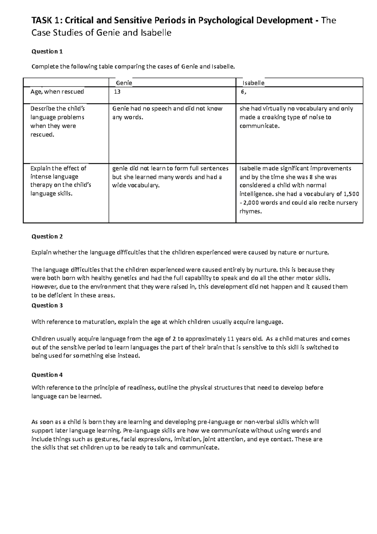 Copy of 1.1 Genie and Isabelle Case Studies - Sensitive and Critical ...