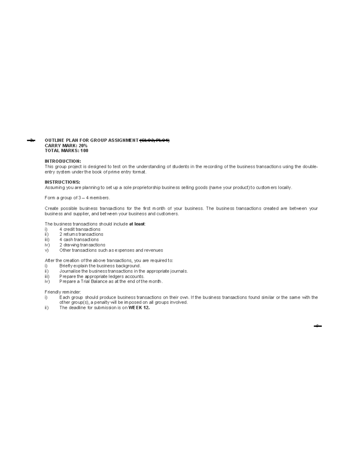 Group Assignment - 8 3. OUTLINE PLAN FOR GROUP ASSIGNMENT (CLO2, PLO1 ...