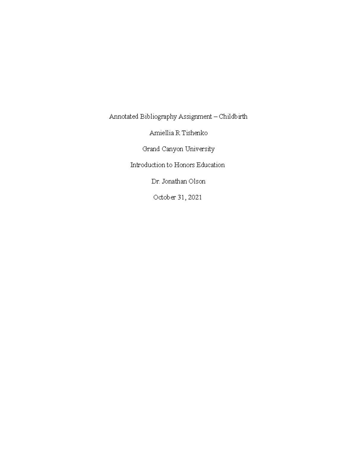 Annotated Bibliography Honors - Annotated Bibliography Assignment ...