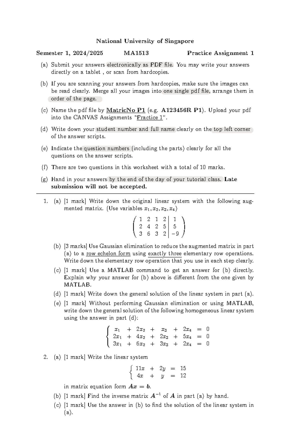 MA1513 Practice 1 You may write your answers directly on a tablet