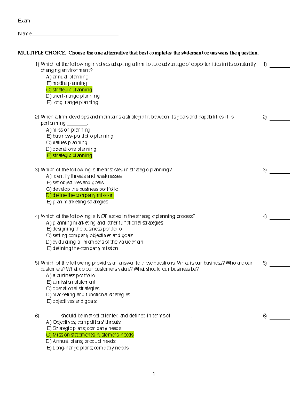 Chapter 2 - question bank - Exam N MULTIPLE CHOICE. Choose the one ...