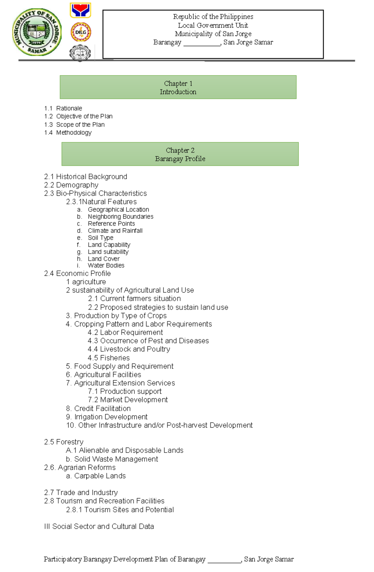 BDP-Format - Study on the Basic Automotive - Local Government Unit ...