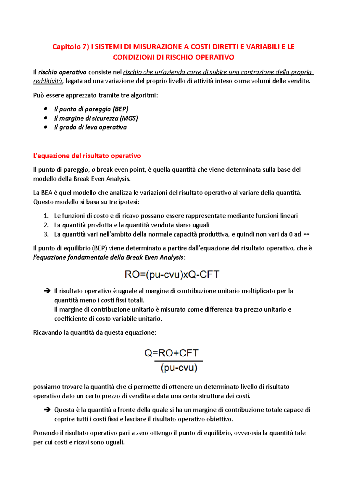 Capitolo 7 - Capitolo 7) I SISTEMI DI MISURAZIONE A COSTI DIRETTI E ...