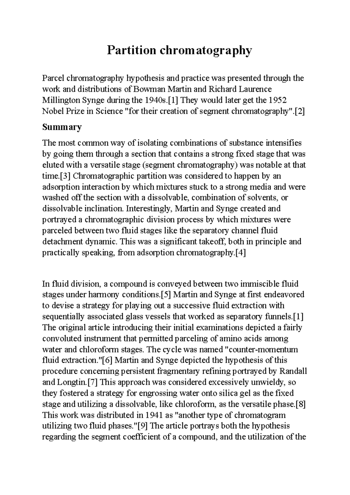 Partition chromatography Partition chromatography Parcel