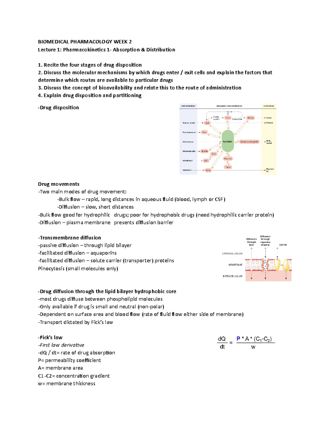 Pharmacokinetics 1- Absorption & Distribution - BIOMEDICAL PHARMACOLOGY ...