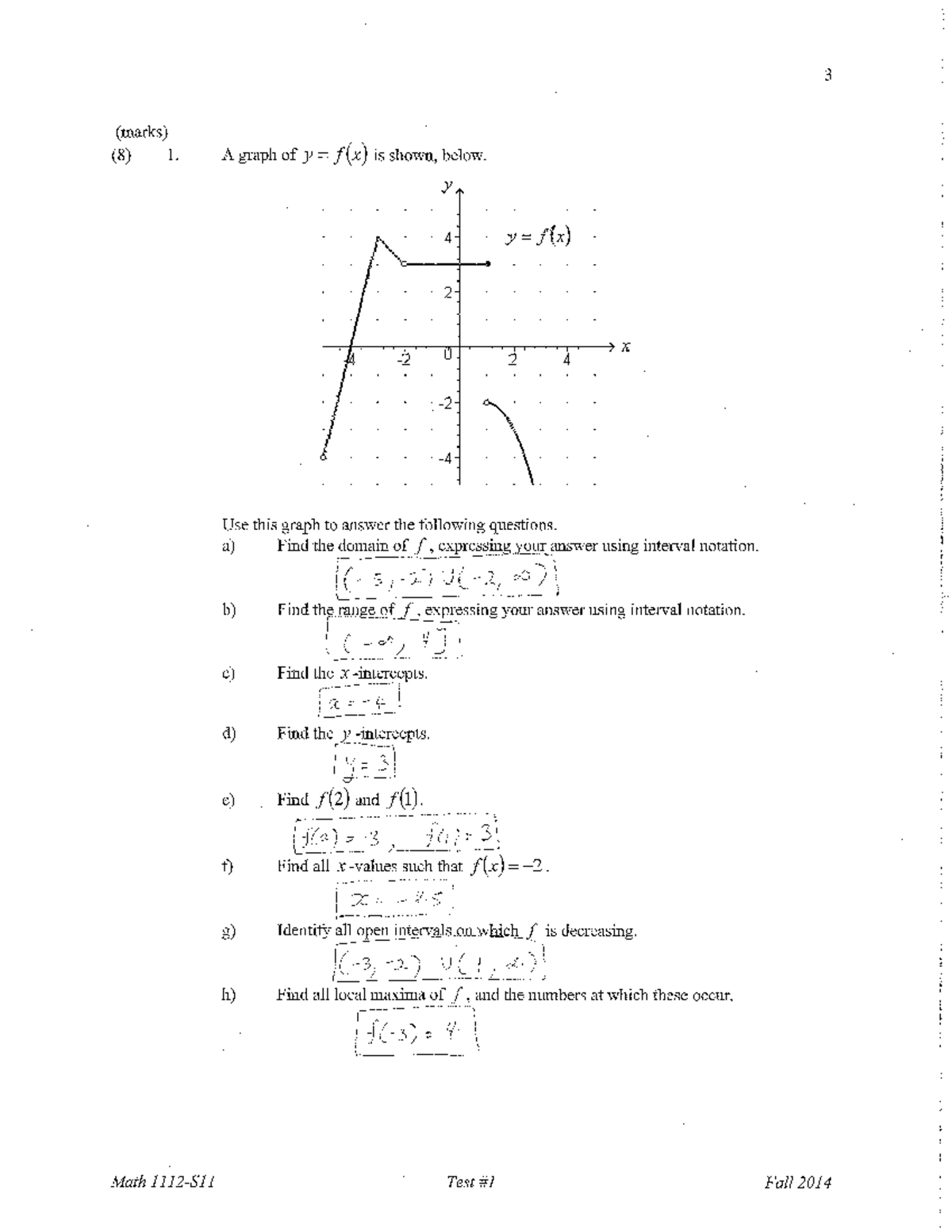 Math 1112 Sample Test 1 Solutions - MATH 1112 - Studocu