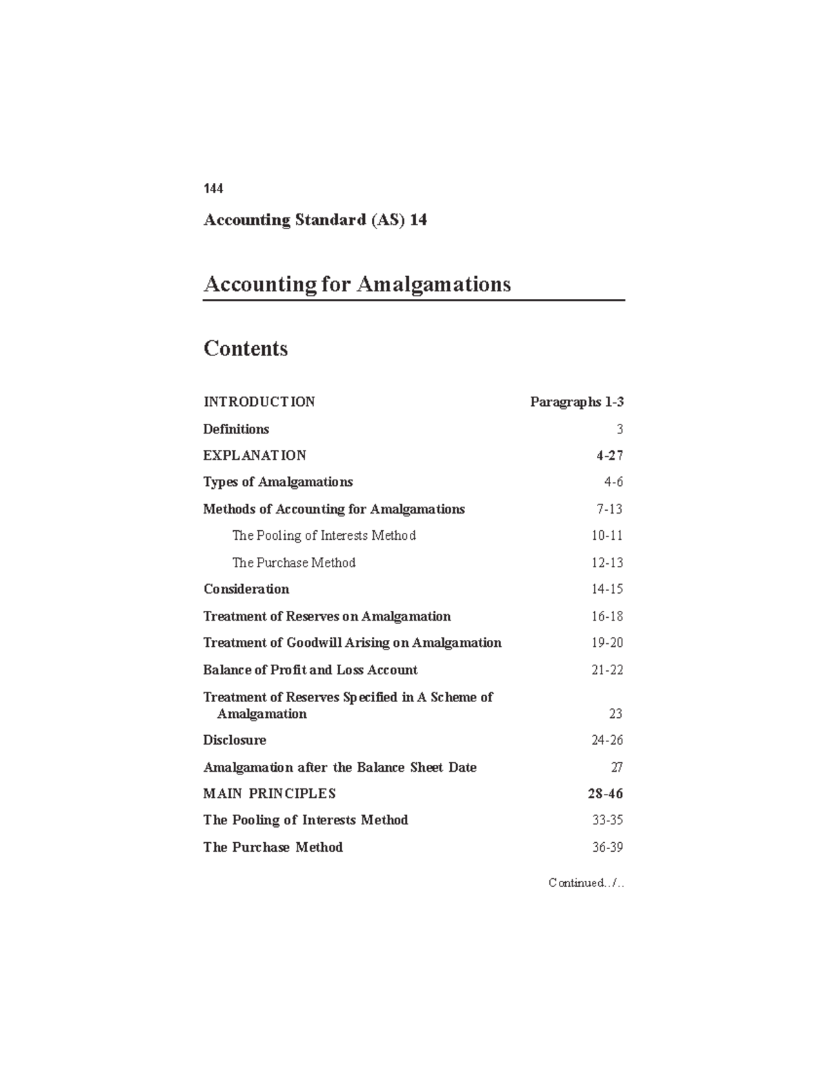 AS 14 Indian Accounting Standard 14 Accounting for Amalgamations