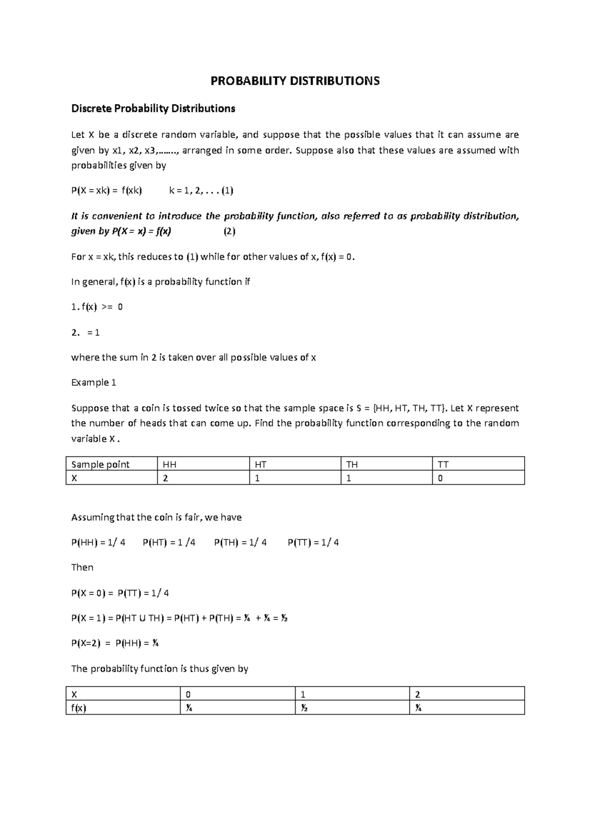 Probability distribution - PROBABILITY DISTRIBUTIONS Discrete ...