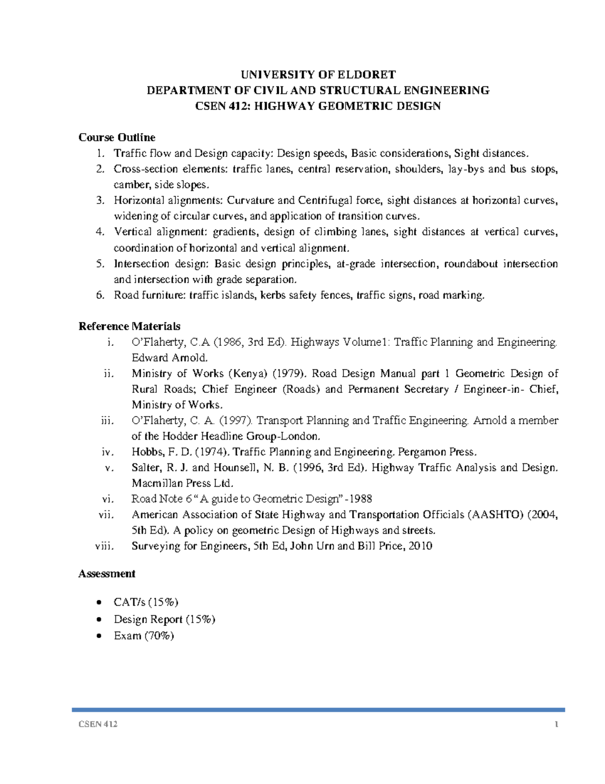 CSEN 412-Chapter 1-Traffic Flow and Capacity Design - UNIVERSITY OF ...