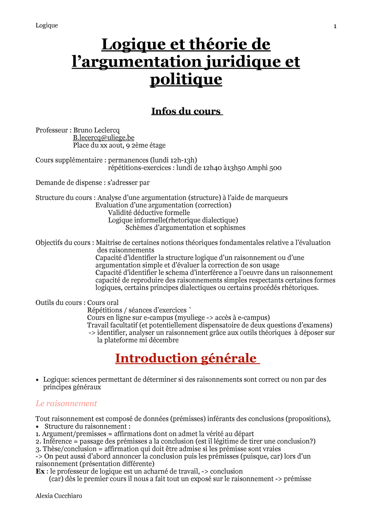 Intro Et Partie 1 Logique Et Théorie De Largumentation Juridique Et Politique Infos Du Cours 6724