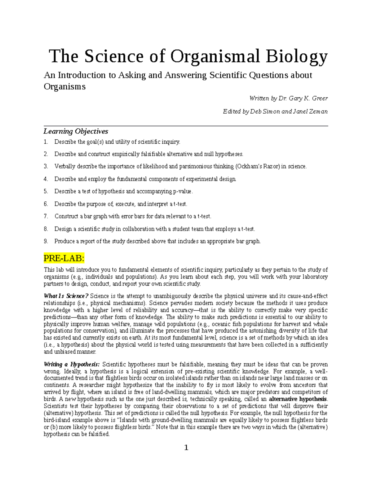 The Science Of Organismal Biology Lab Exercise F2022 4 - The Science Of ...