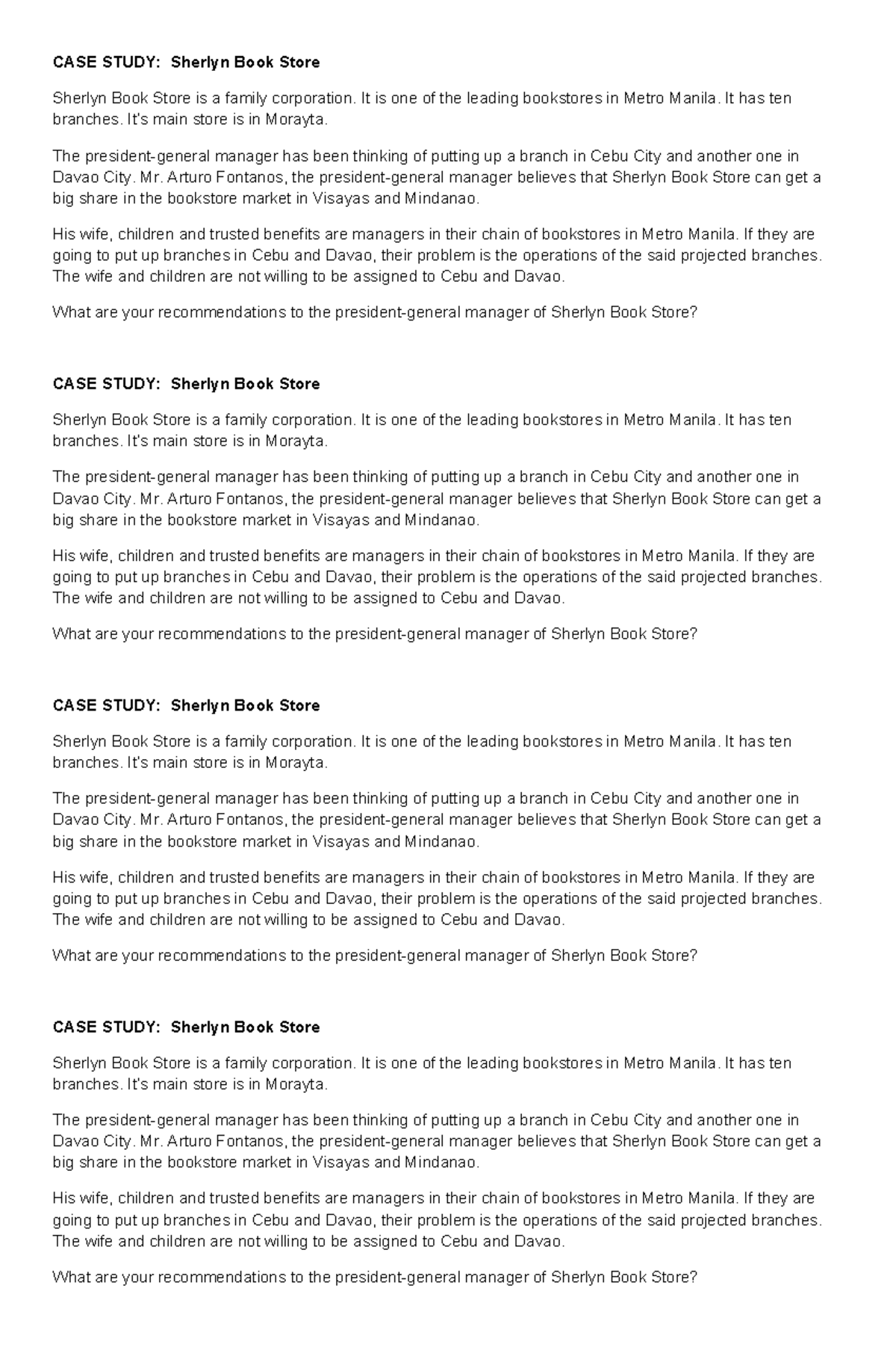 CASE Study Sherlyn Bkstore - CASE STUDY: Sherlyn Book Store Sherlyn ...