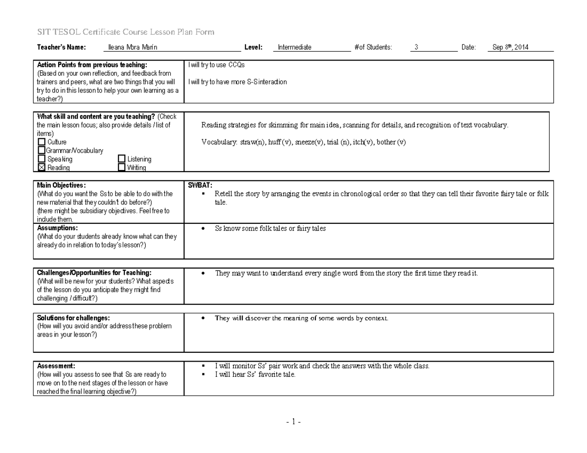 240096803 Lesson Plan PDP pdf - SIT TESOL Certificate Course Lesson ...