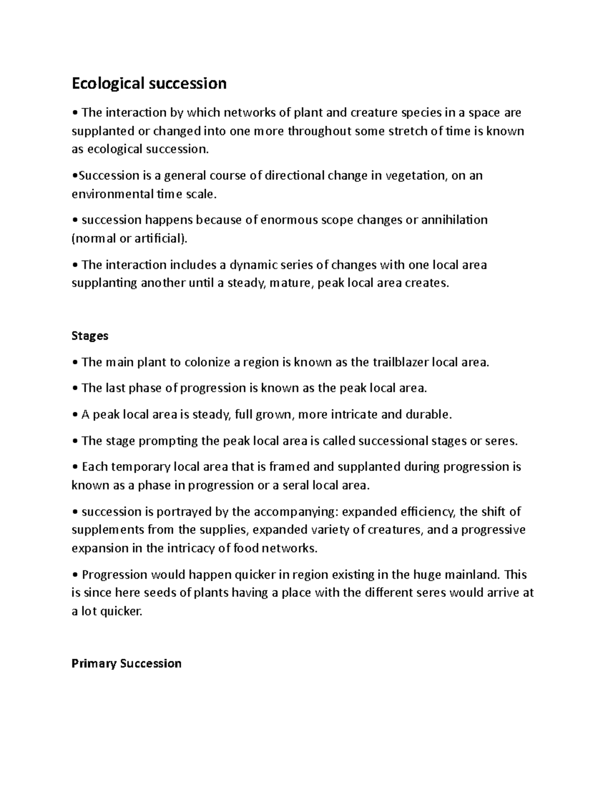 Document 22 It Is From My Lecture Note Ecological Succession The 