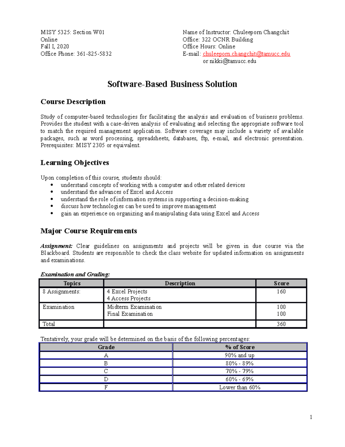 MISY-5325 W01-F20 I - This Is A Syllabus For Software-based Solutions ...