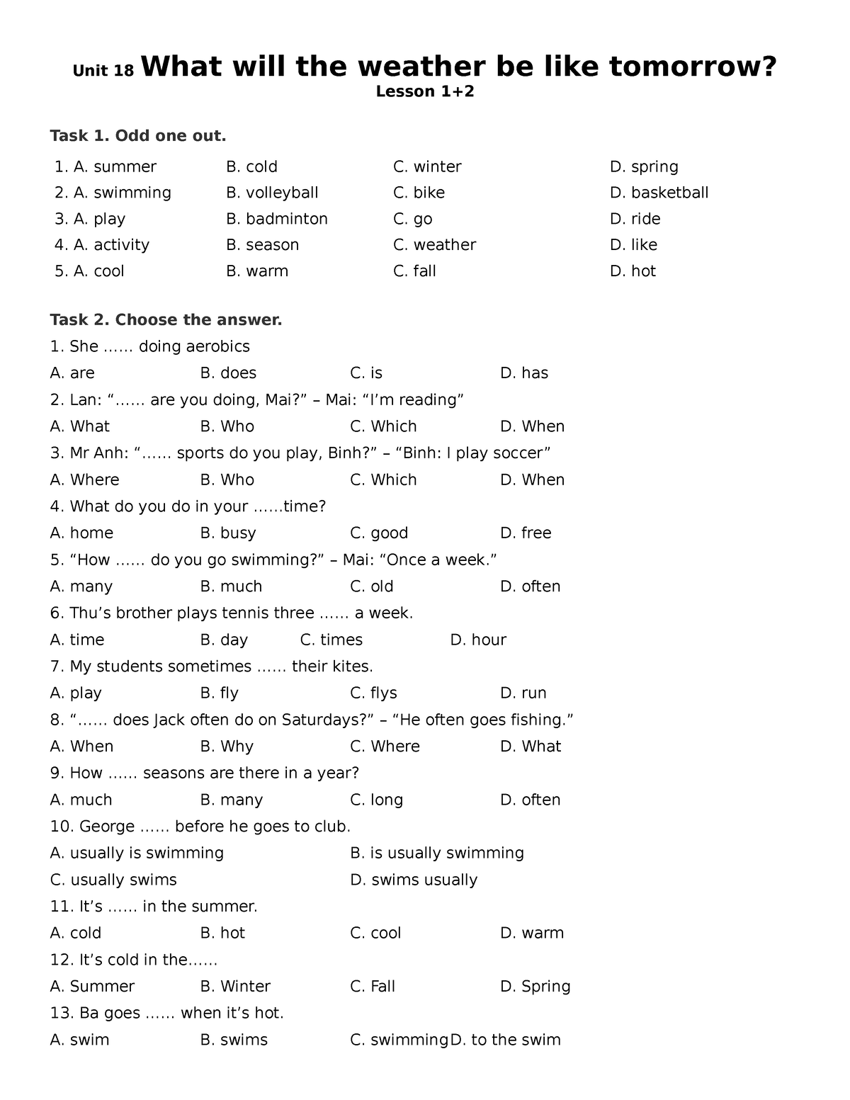 Unit 18 (HW) - To have a better grasp of the subject - Unit 1 8 What ...