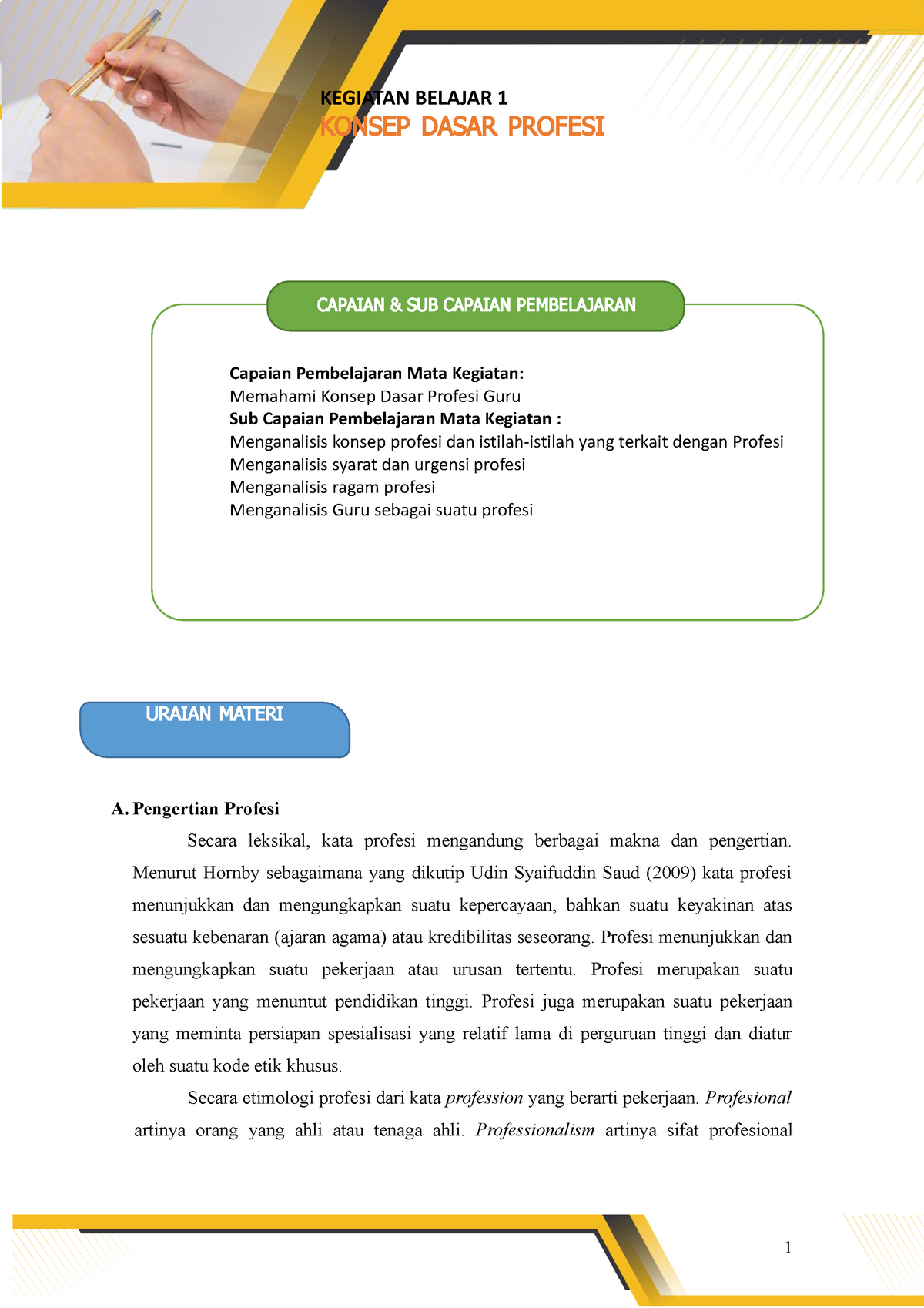 Document KB1 Modul 8 Pengembangan Profesi Guru - 1 KEGIATAN BELAJAR 1 ...