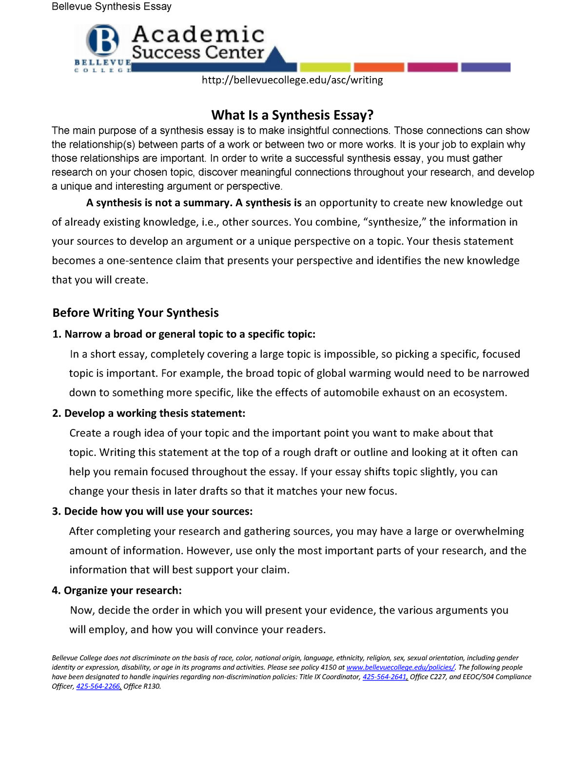 Bellevue synthesis - Very useful - bellevuecollege/asc/writing