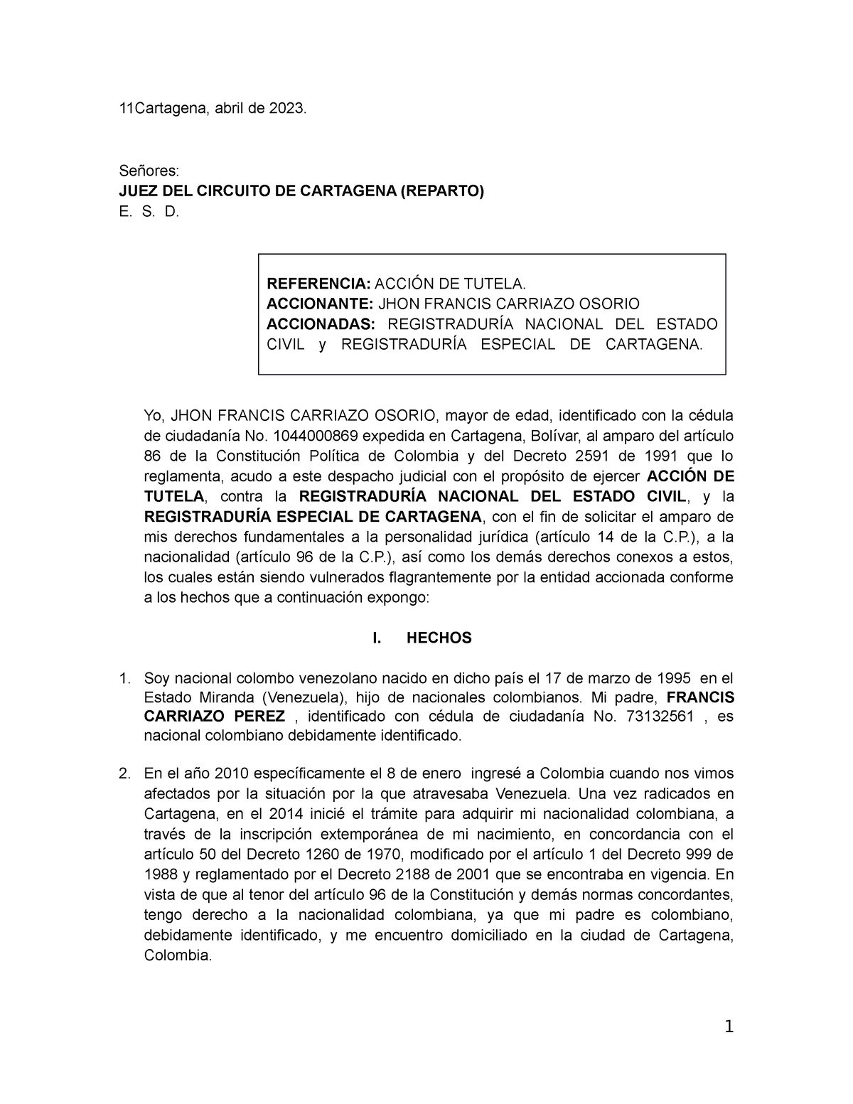 Caso 32816 Jhon Carriaso-3 - Consultorio Jurídico - Trámites procesos ...