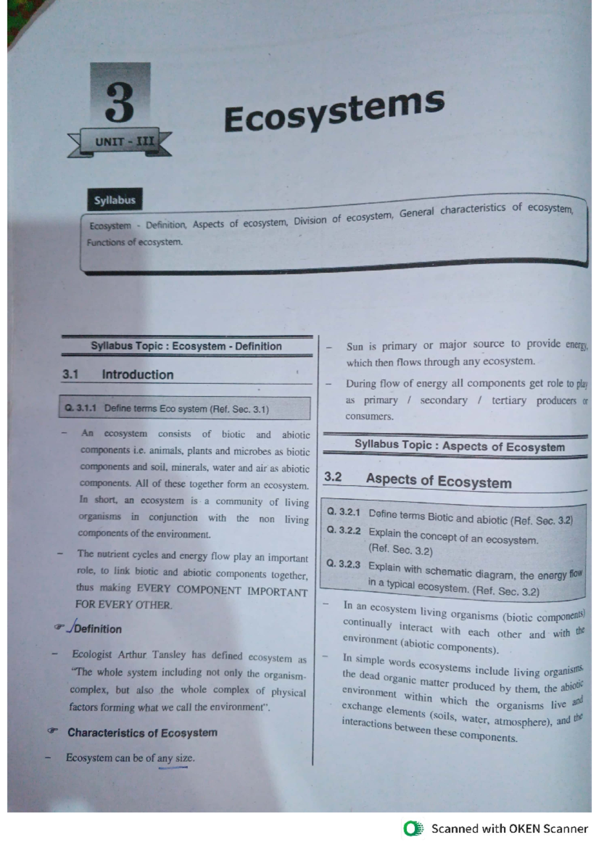 Est3 - Usefull - 3 Ecosystems UNIT Syllabus Ecosystem Definition ...