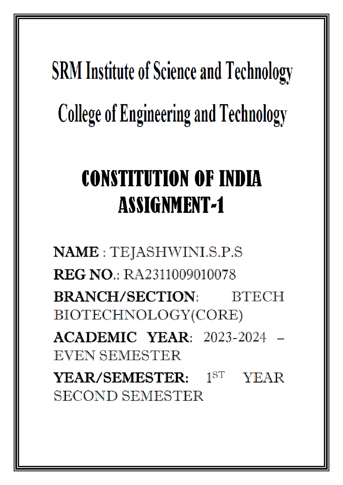 assignment topics on indian constitution