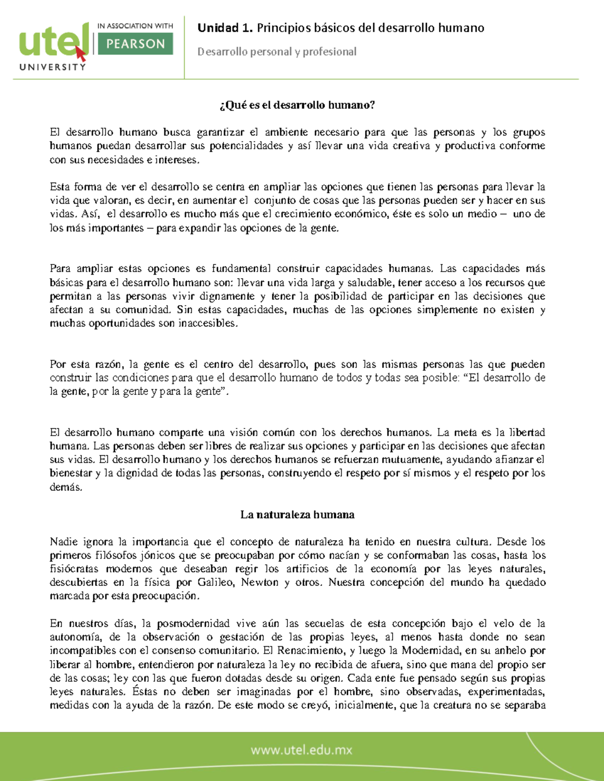 1 Desarrollo Humano - Desarrollo personal y profesional ¿Qué es el ...