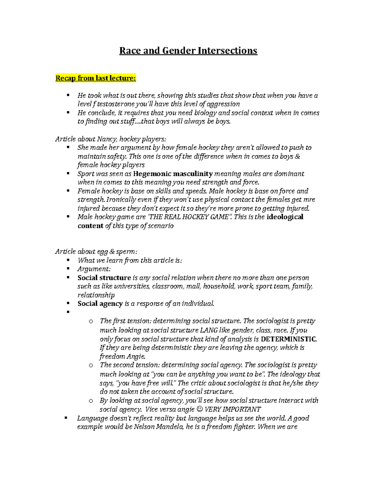 SOSC. (Race and Gender Intersections) - Race and Gender Intersections ...