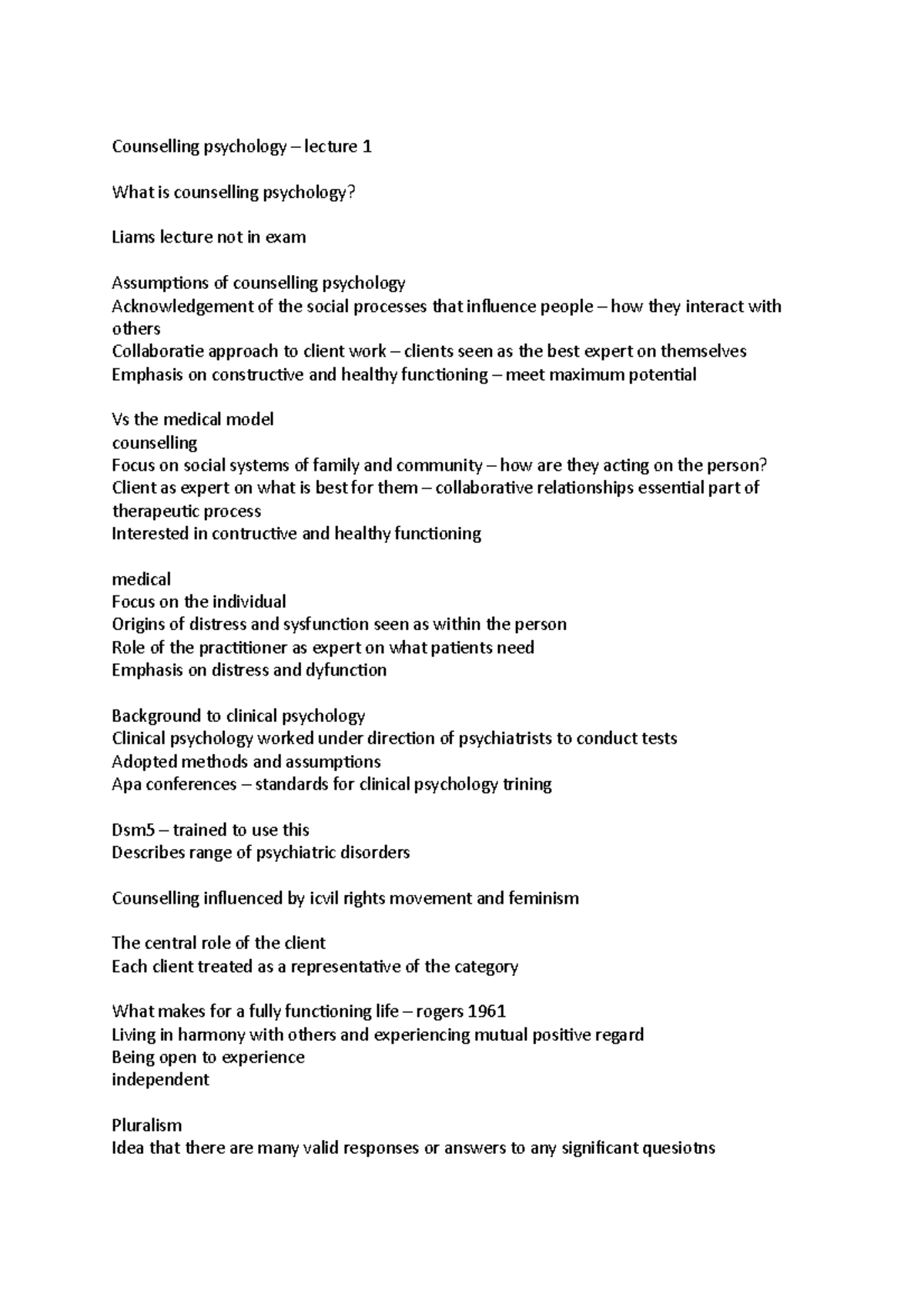 Counselling psychology Studocu