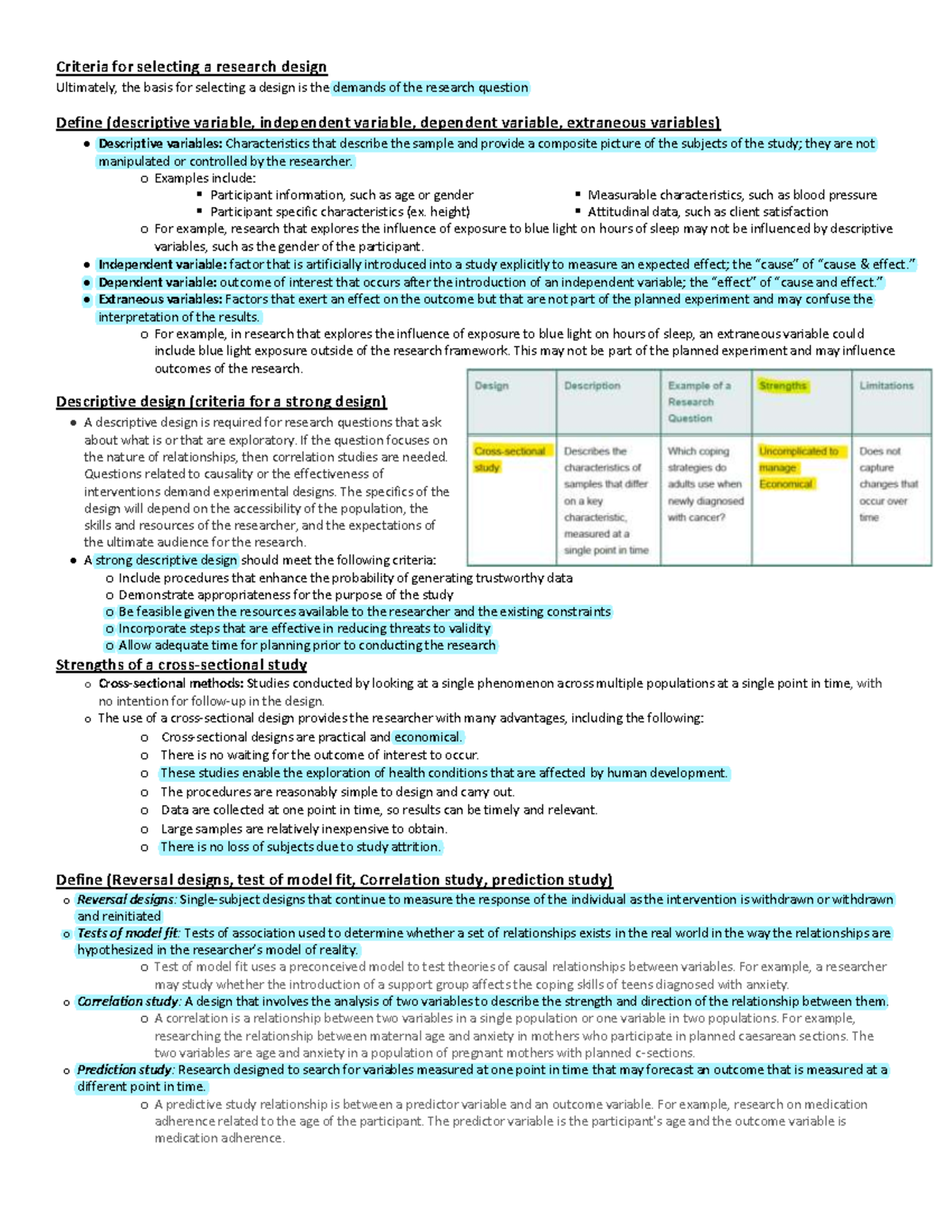 EBP quiz 3 - Notes - Criteria for selecting a research design ...